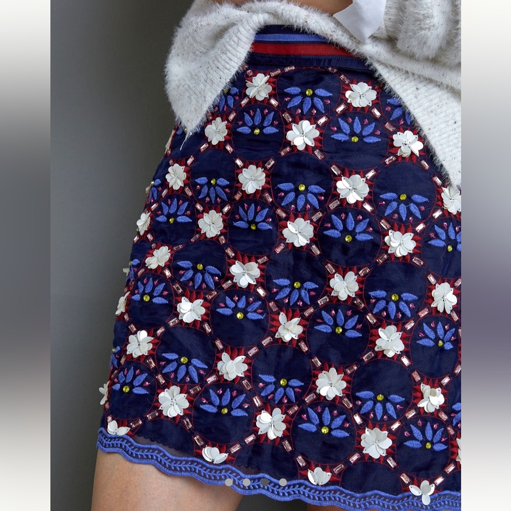 Anthropologie Maeve Mayfair Beaded Mini Skirt